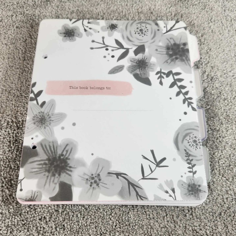 Planner Refill‎ White Floral Lined Grid Tabbed Pages